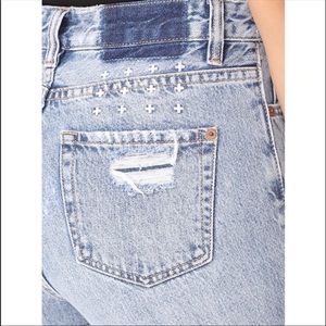 Ksubi Slim Pin Distressed High Waisted Mom Jean 28